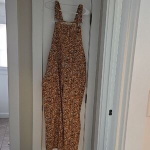 Floral Mustard Yellow Overalls